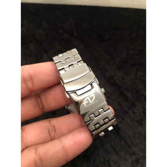 Android Men's 48mm Dark Silver Tone Black MOP Dial Watch Automatic SII VJ55 - Picture 8 of 14